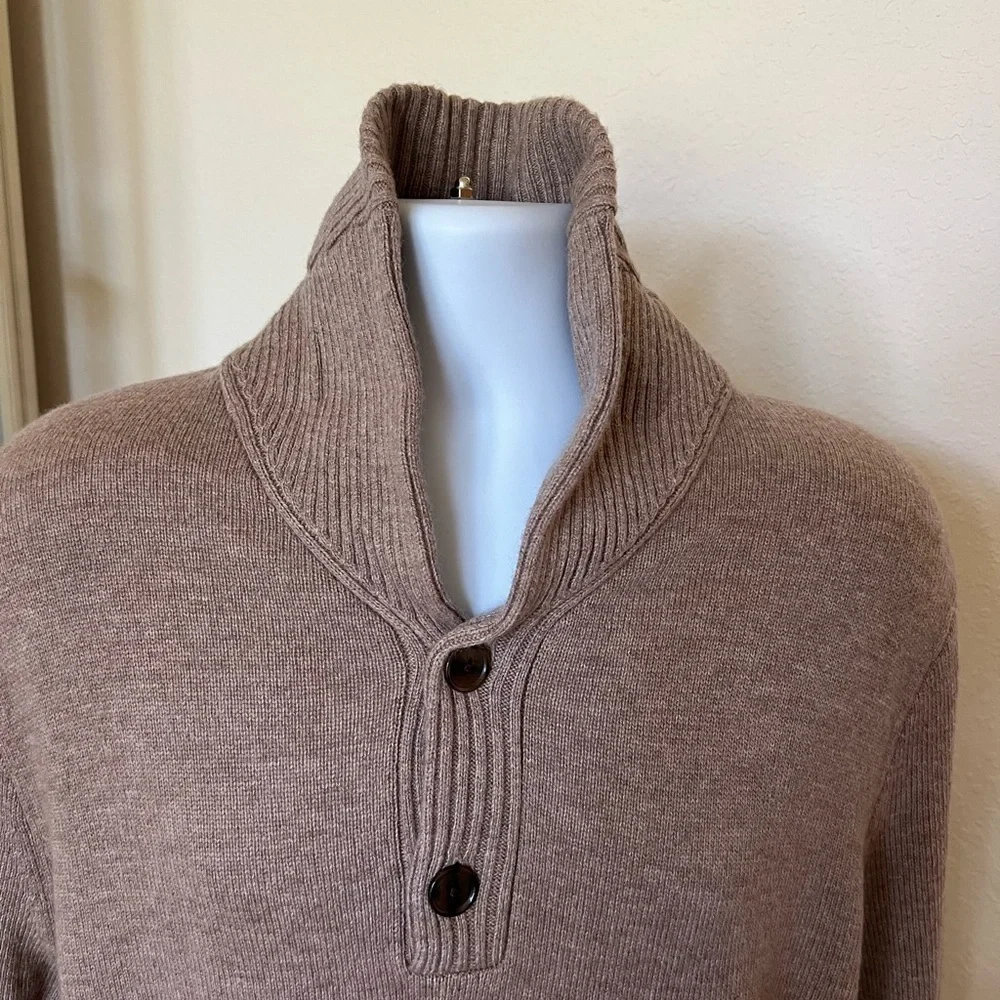 NWT J. Crew Tan Shawl Collar Button Lambswool Blend Size L